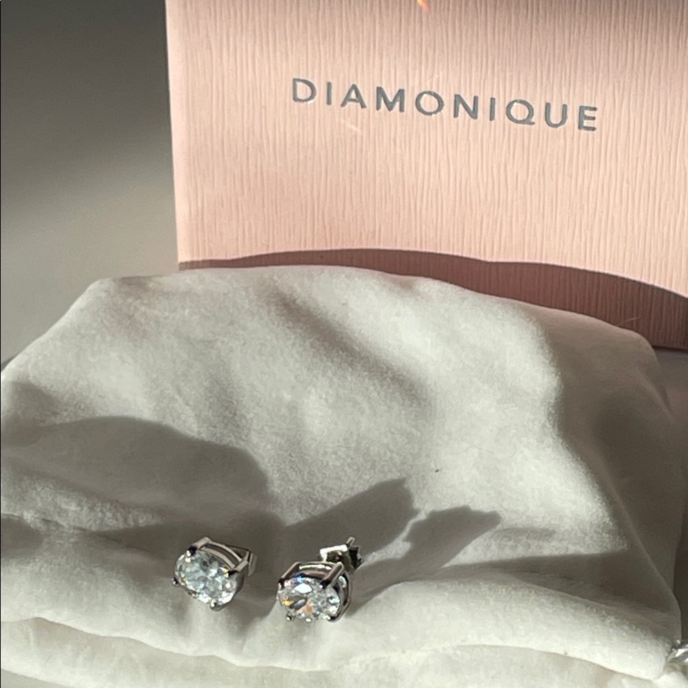 Diamonique Sparkling Silver Earrings - Picture 4 of 4